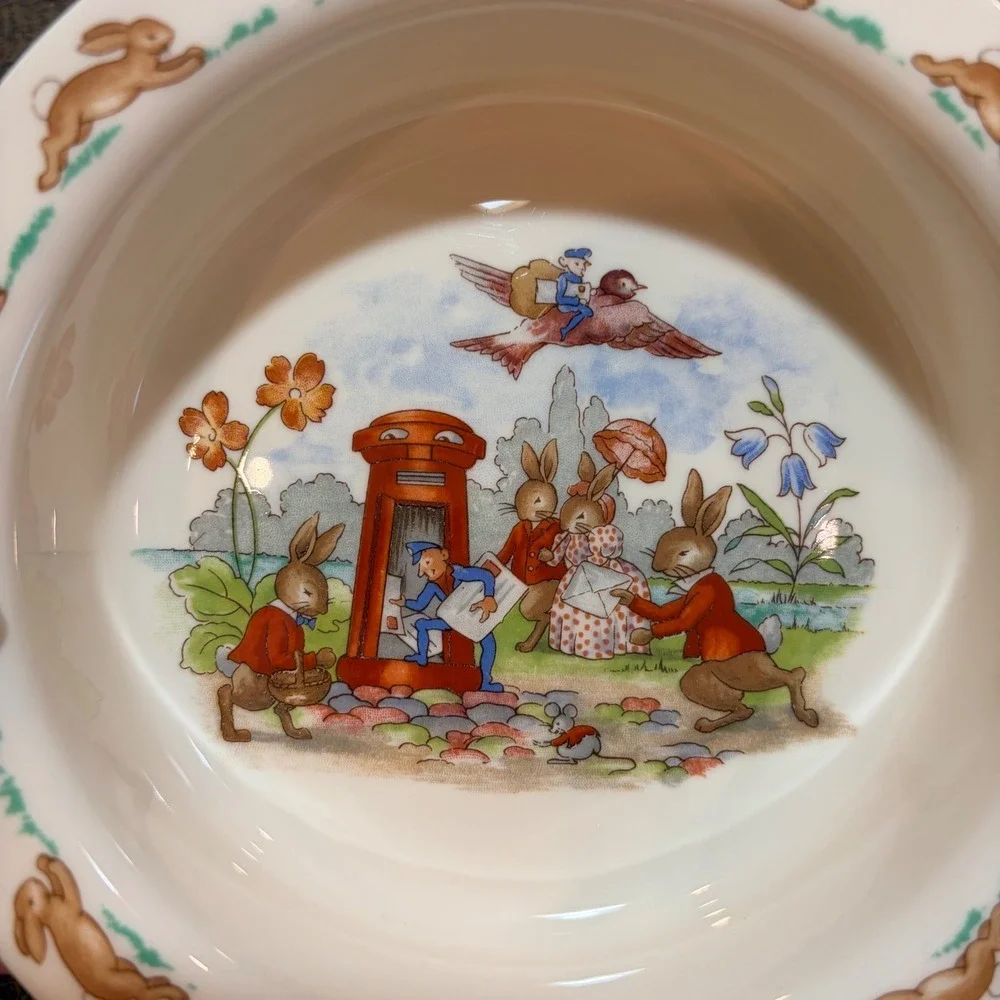 Royal Doulton Bunnykins Post Office Bowl English Fine Bone China Vintage